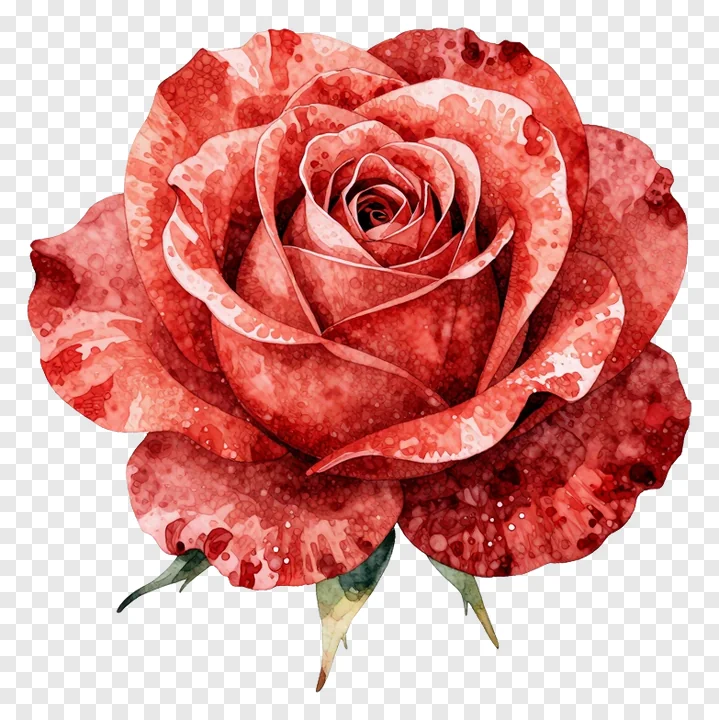 A red rose painted in watercolor.