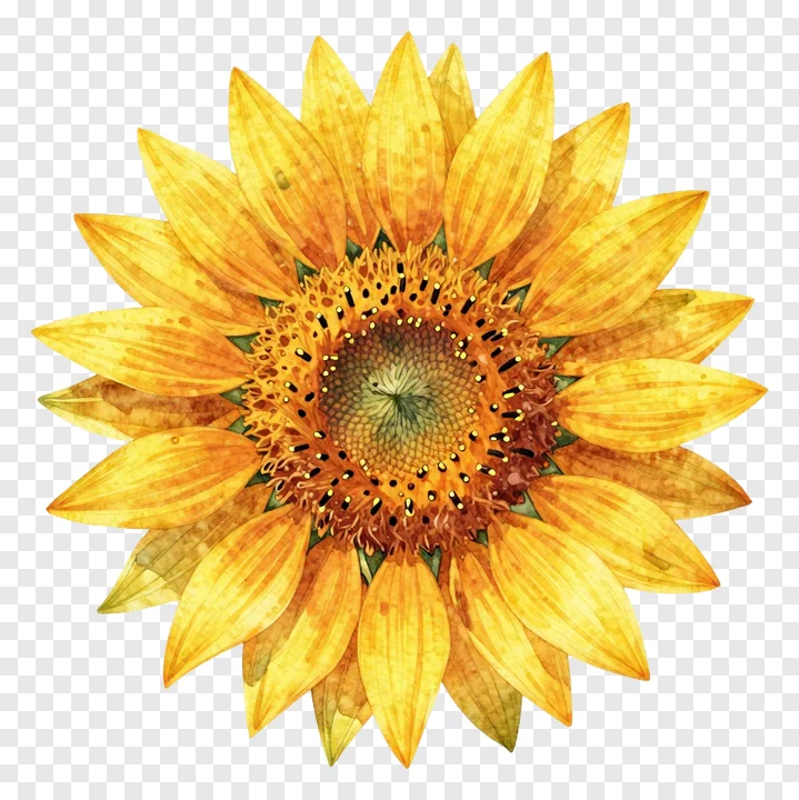 A watercolor painting of a sunflower.