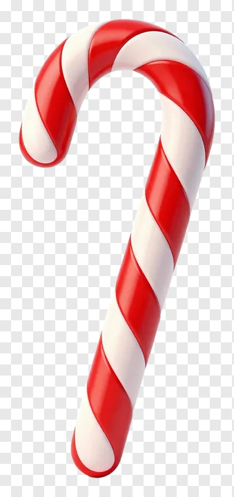 A red and white striped candy cane.