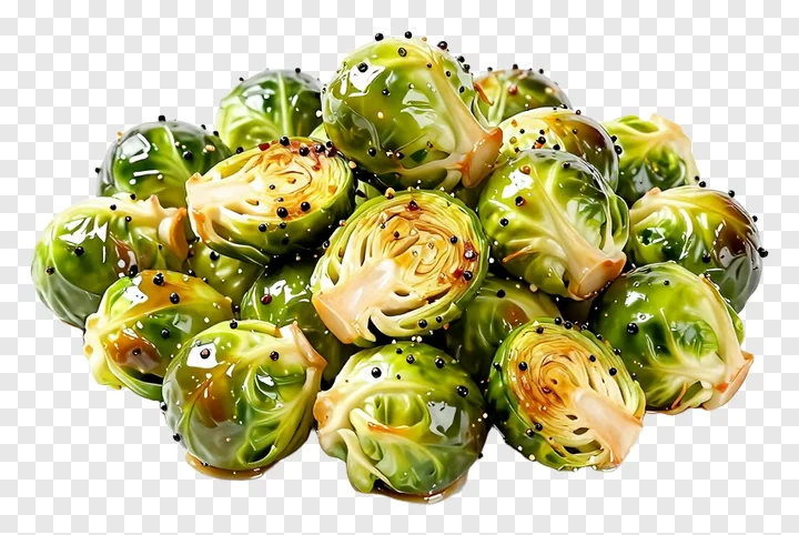 Roasted brussels sprouts with black pepper.