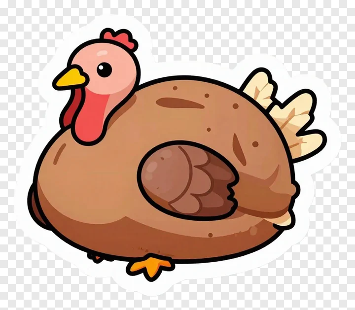 A cartoon roast turkey with a red wattle.