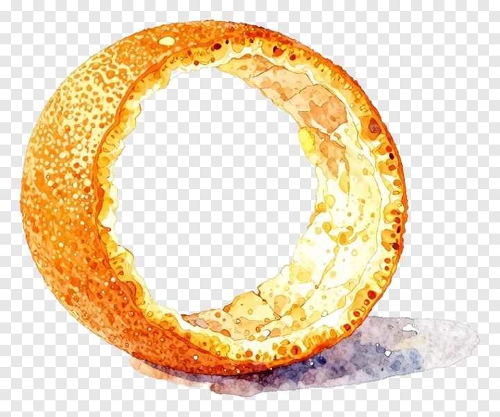 Candied orange peel curl in watercolor style.