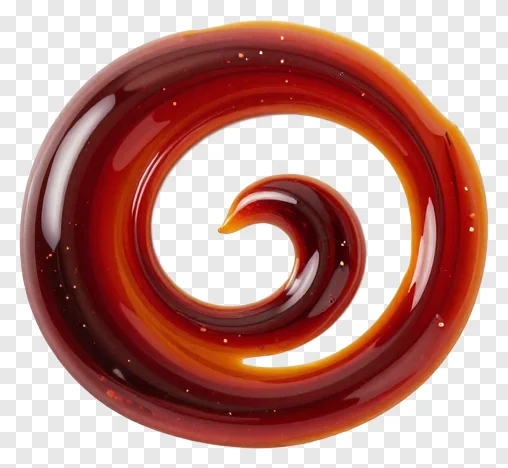 A swirling pattern of red chili oil.