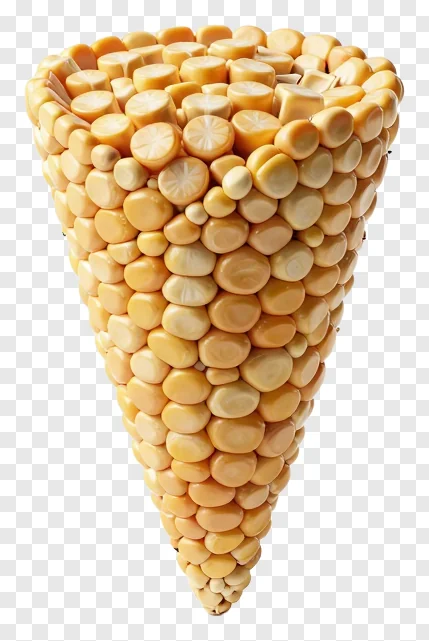 A cornucopia shaped like a corn cob with golden kernels.