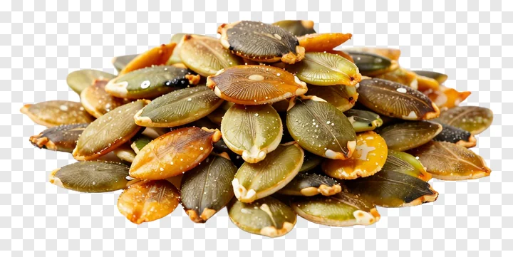 A pile of crispy roasted pumpkin seeds.