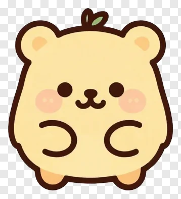 Cute cartoon bear with a leaf on its head.