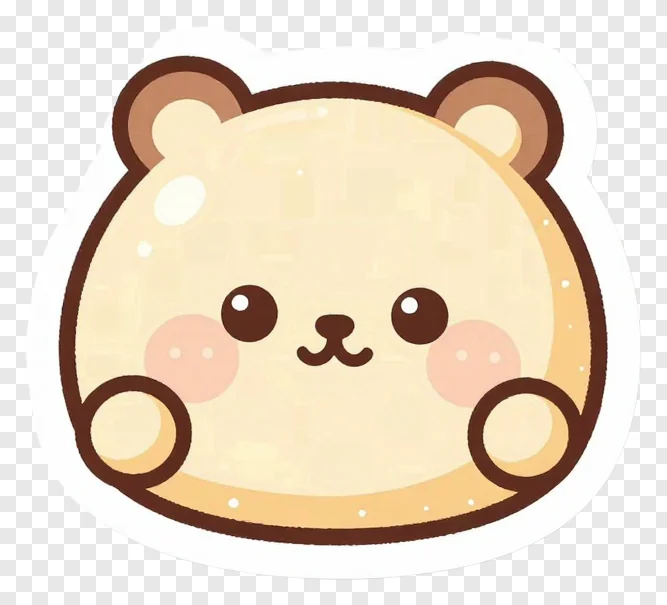 A cartoon bear-shaped til ladoo sweet with a smiling face.