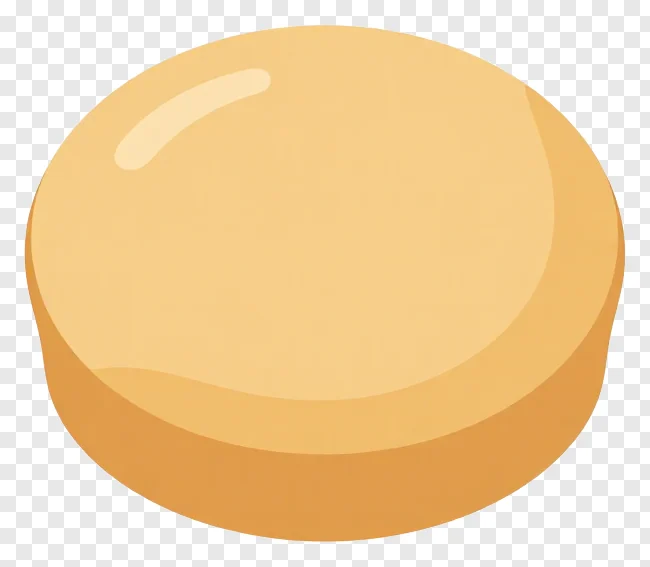Stylized golden-brown oval food item.