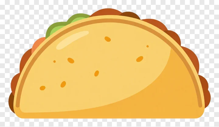 Cartoon taco with colorful fillings.
