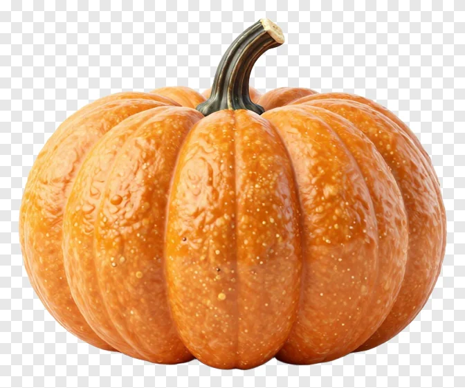 An orange pumpkin with a glossy surface and dark stem.