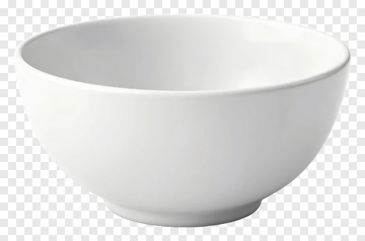 A white ceramic bowl with a smooth, glossy surface.