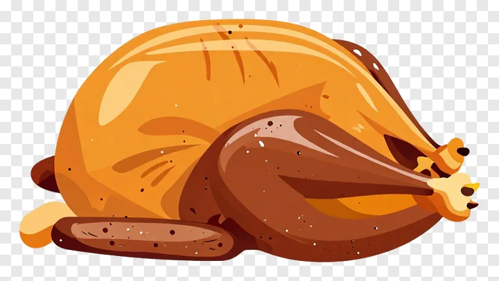 A cartoon roast turkey with a bone handle.