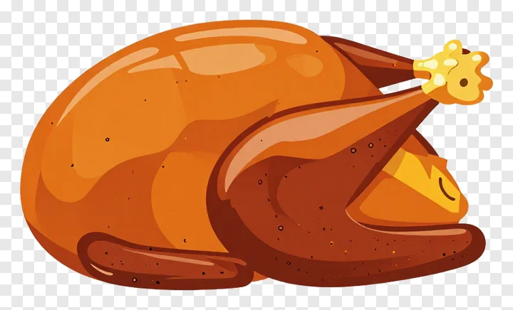 Roasted turkey wearing a yellow crown.