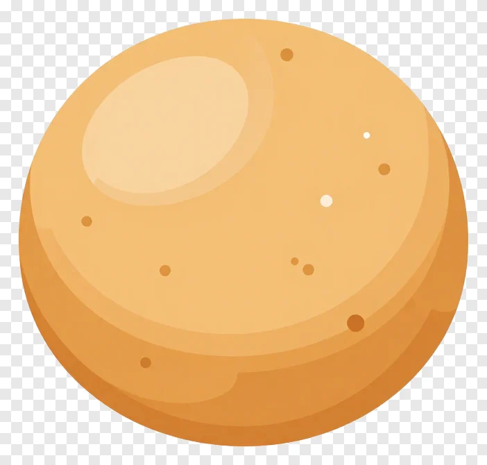 A golden gujiya sweet with speckles.
