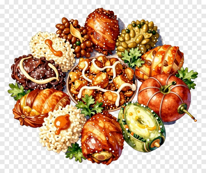 A platter of assorted iftar foods including dates, rice, and fried items.