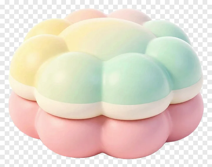 A pastel cloud-shaped kua sweet with layered colors.