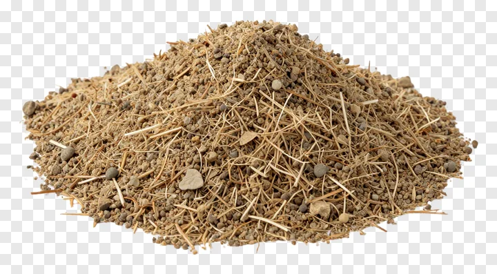 A pile of soil and dried plant material.