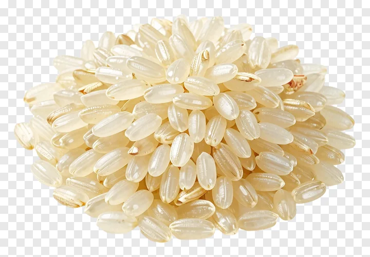 A pile of raw rice grains.