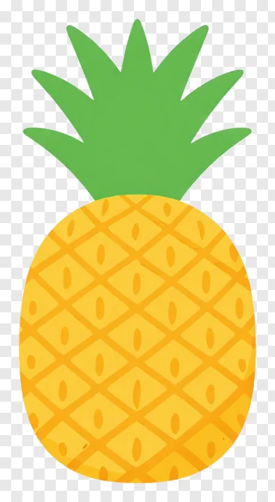 A pineapple with a green crown.