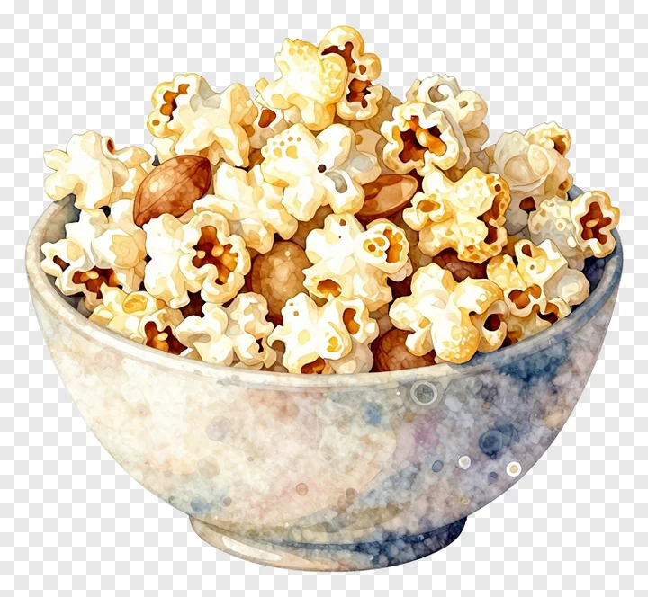 A bowl of popcorn and peanuts.