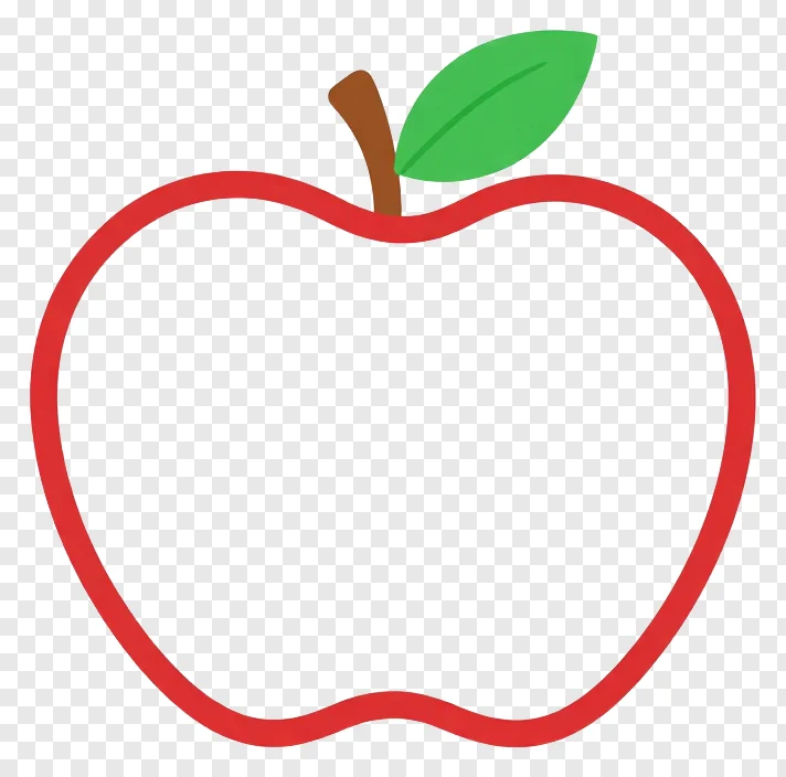 Red apple with a green leaf.