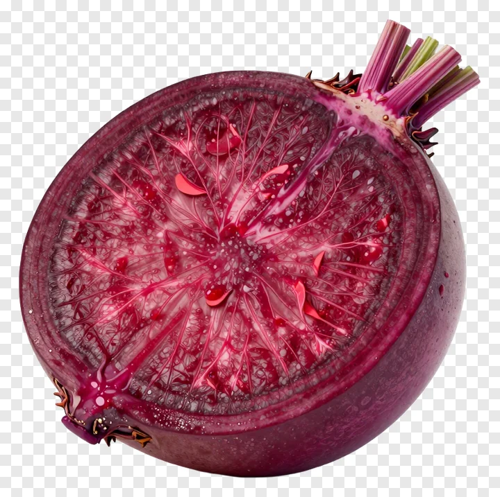 Cross-section of a roasted beetroot showing internal structure.