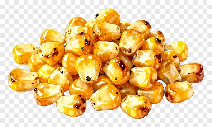 A pile of roasted corn kernels.