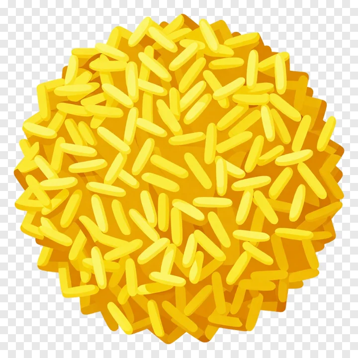 A pile of saffron turmeric rice with yellow sprinkles.