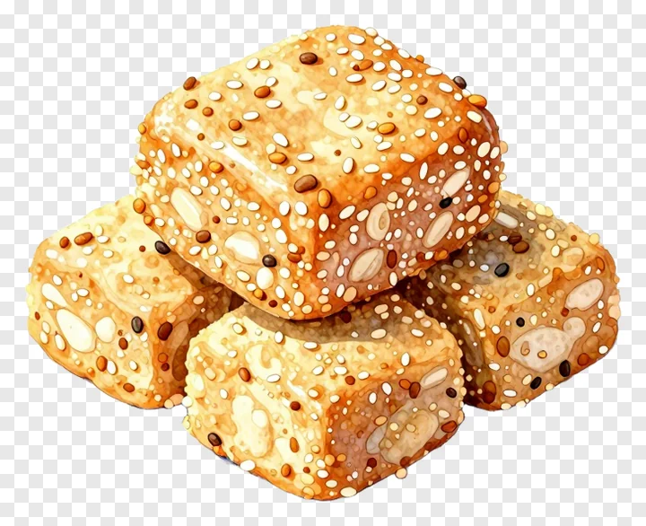 Stack of sesame seed-covered sweet treats.