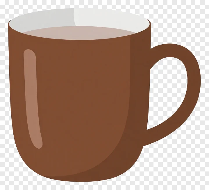 A brown ceramic mug with a white interior.