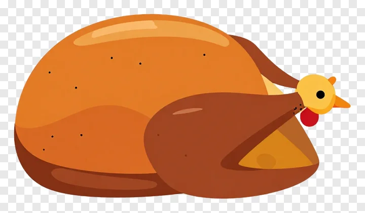 Cartoon roast turkey with red wattle.
