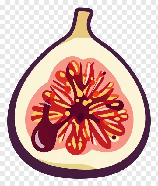 A sliced fig with balsamic glaze drizzled on top.
