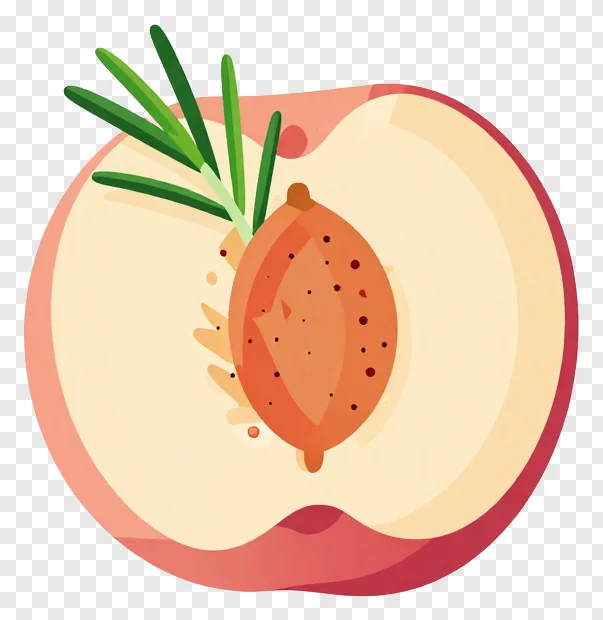 Half-slice of peach garnished with rosemary.