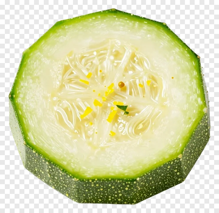 A sliced zucchini with lemon zest on top.