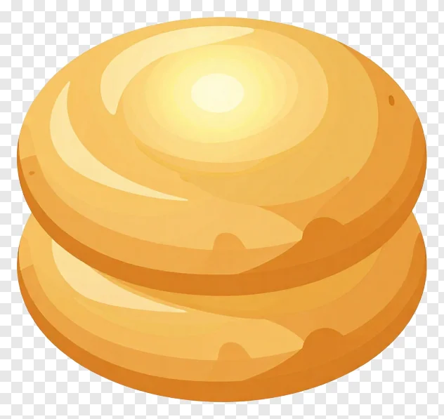 A golden gujiya sweet in a stacked pose.