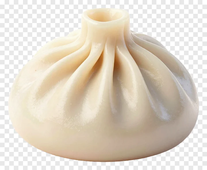 A steamed dumpling with broth.