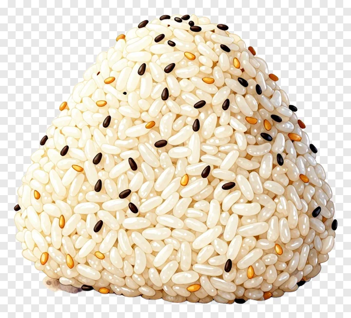 Steamed rice ball decorated with sesame seeds.