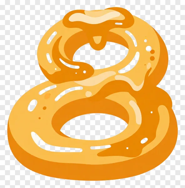Cartoon-style jalebi with syrup drizzle.