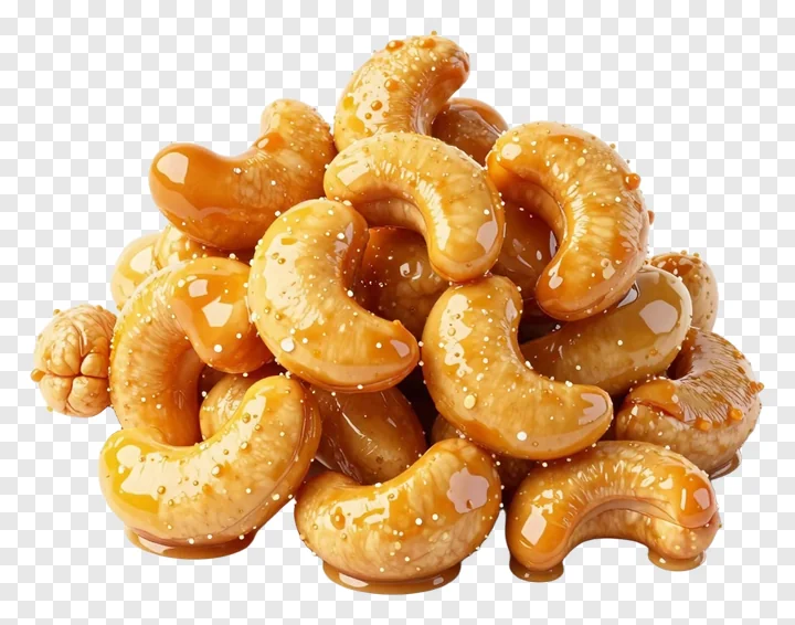 Cluster of turmeric glazed cashews.