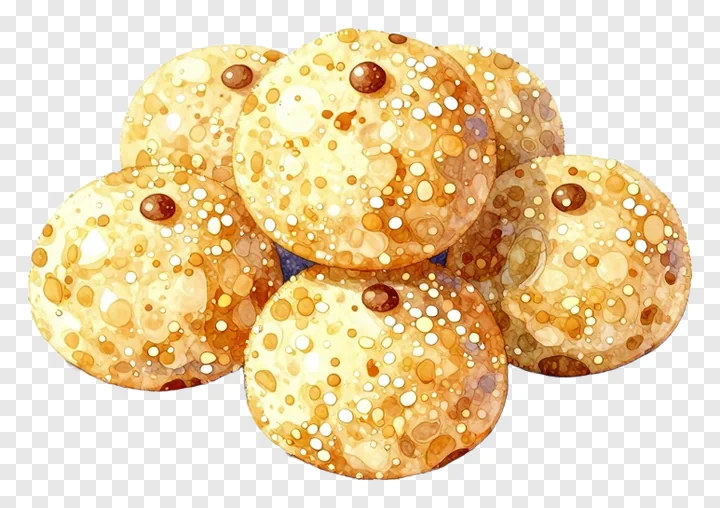 A group of watercolor-style gujiya sweets.