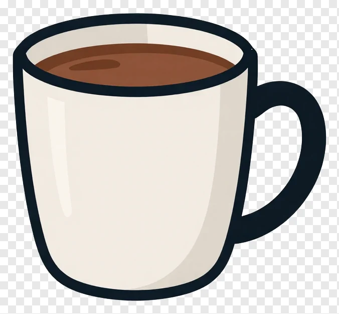 A white ceramic mug filled with hot chocolate.