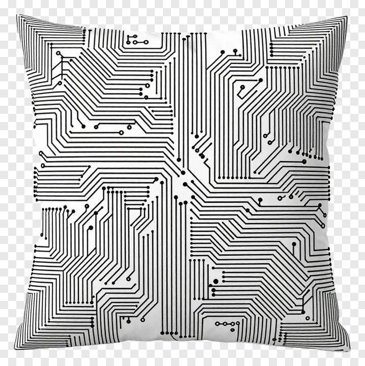 Abstract black circuit pattern on white background.