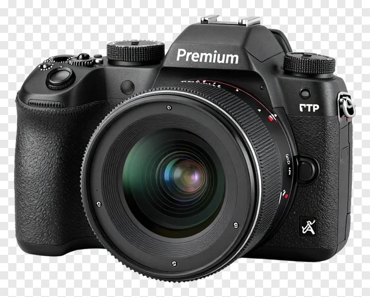 Black professional-grade camera with attached lens.