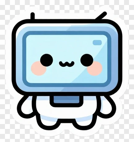 A cute blue screen robot with a smiling face.