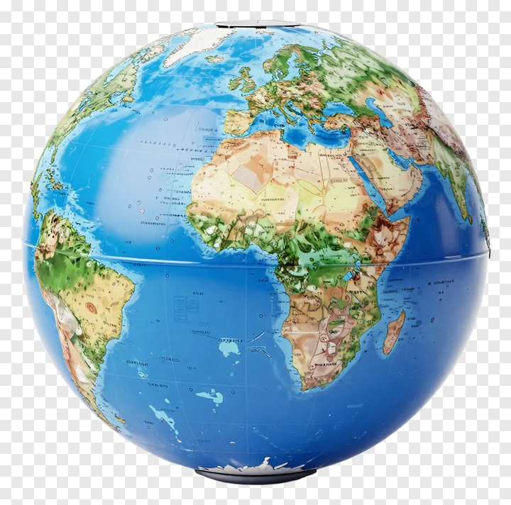 A globe with visible continents and data lines.