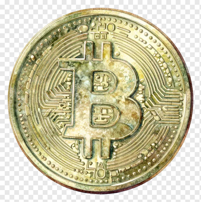 A golden coin with a Bitcoin symbol and circuit design.