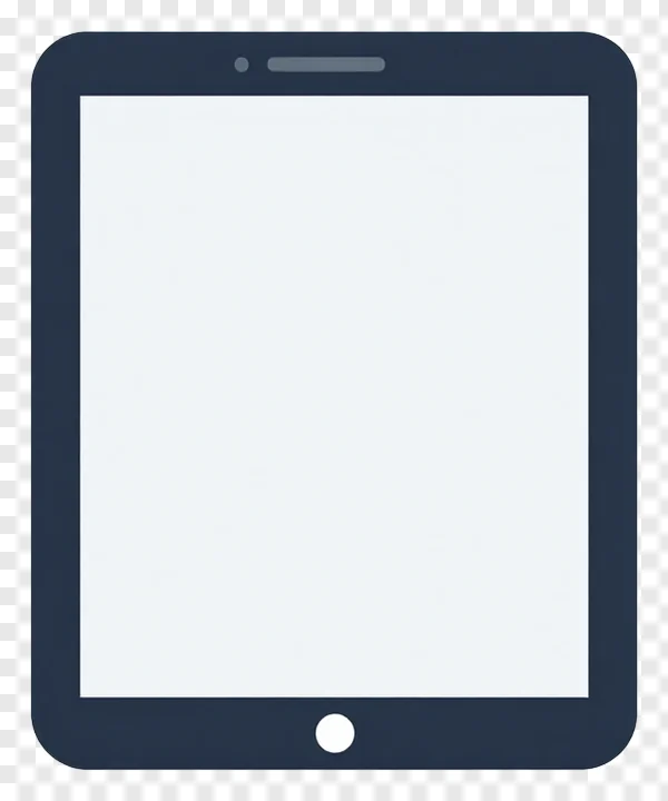 A modern tablet device with a blank screen.