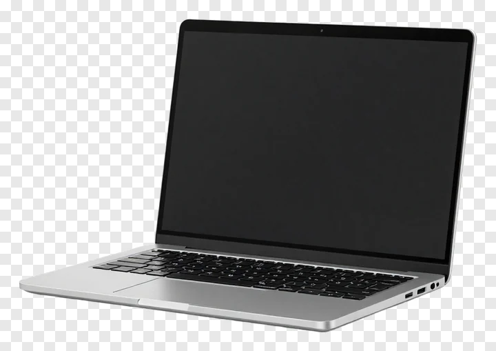 A silver laptop computer with a black screen.