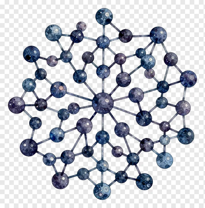 Abstract network of connected blue dots.