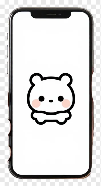 A smartphone showing a cartoon bear on its screen.